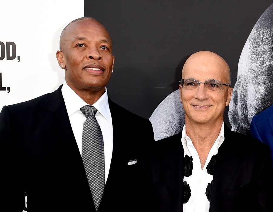 Dr. Dre and Jimmy Iovine arrive at the premiere screening of HBO's "The Defiant Ones" at Paramount Studios on June 22, 2017, in Los Angeles. (Kevin Winter/Getty Images)