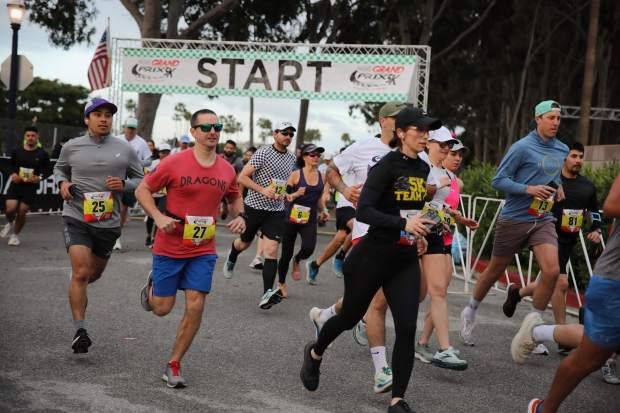 Elite runners take off on Sunday, Apr. 14, 2024, at...