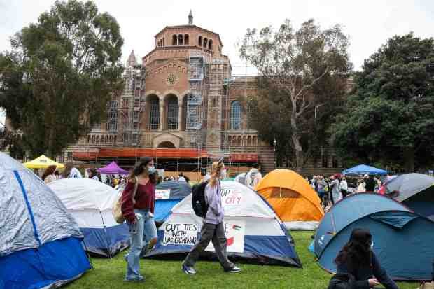 UCLA students set up a Palestinian solidarity camp at their...