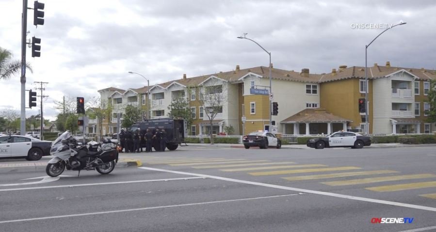 Two people are dead, including the gunman, after a shooting at a Anaheim senior apartment complex on April 25, 2024. (OnScene.TV)