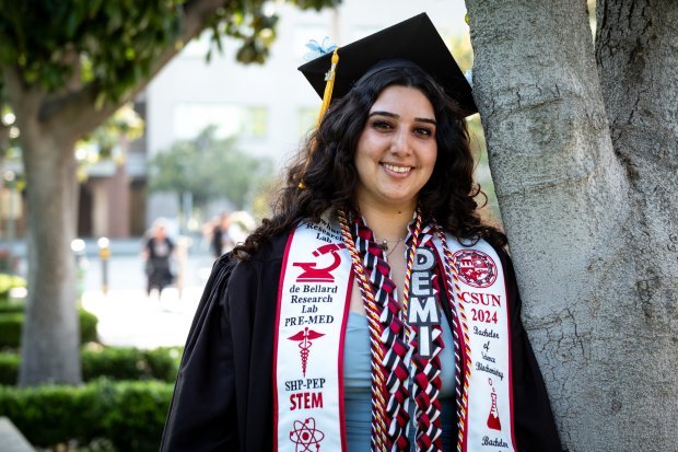 Cal State Northridge graduate Demi de la Vara at graduation...