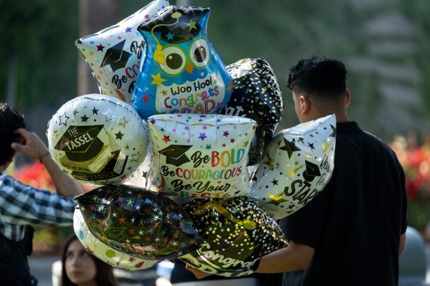 Graduation balloons at Cal State Northridge graduation Ceremonies on campus...