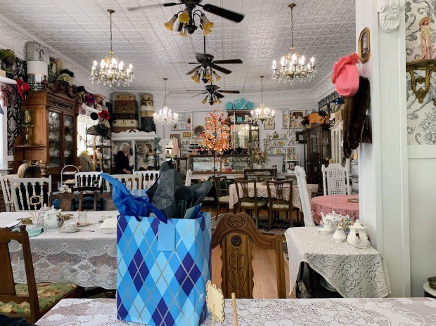 The interior of the Olde Magnolia Tea Room in Upland....