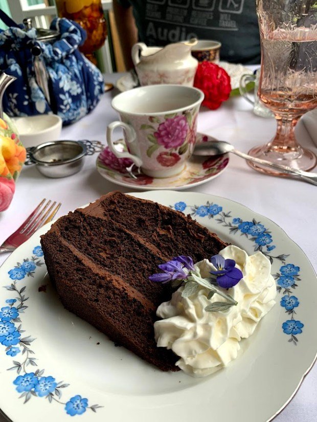 Chocolate cake at the Tea House on Los Rios. (Photo...