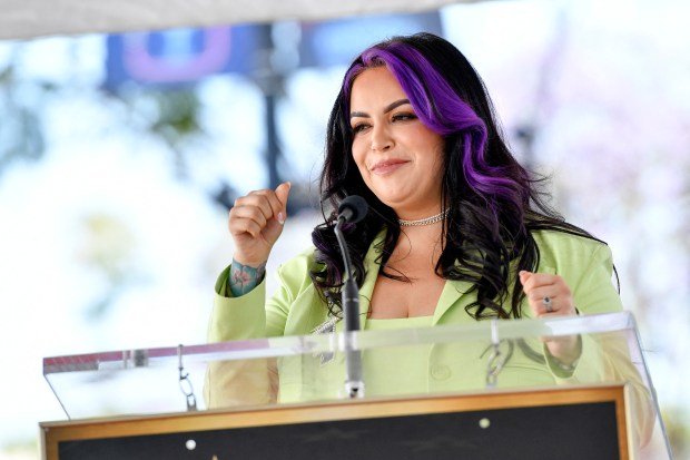 US-Mexican singer songwriter Jenni Rivera’s daughter Jacqie Rivera speaks during...