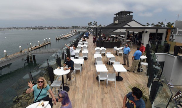 Ballast Point Tasting Room & Kitchen, at 110 Marina Drive in Long Beach. Long Beach. The restaurant offers an active outdoor patio (Photo by Stephen Carr / Daily Breeze)