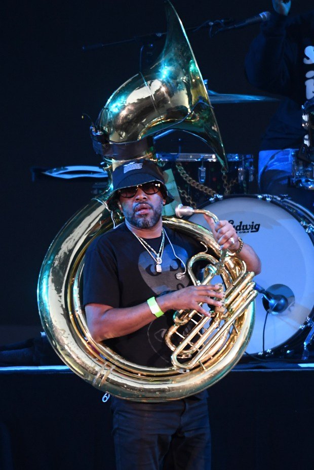 Damon “Tuba Gooding Jr.” Bryson of The Roots performs onstage...