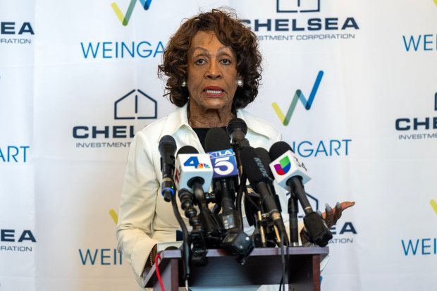 U.S. Rep. Maxine Waters speaks during a grand opening ceremony...