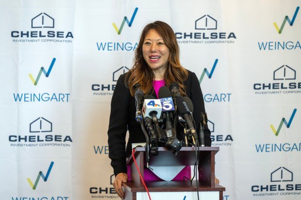 State Treasurer Fiona Ma speaks during a grand opening ceremony...