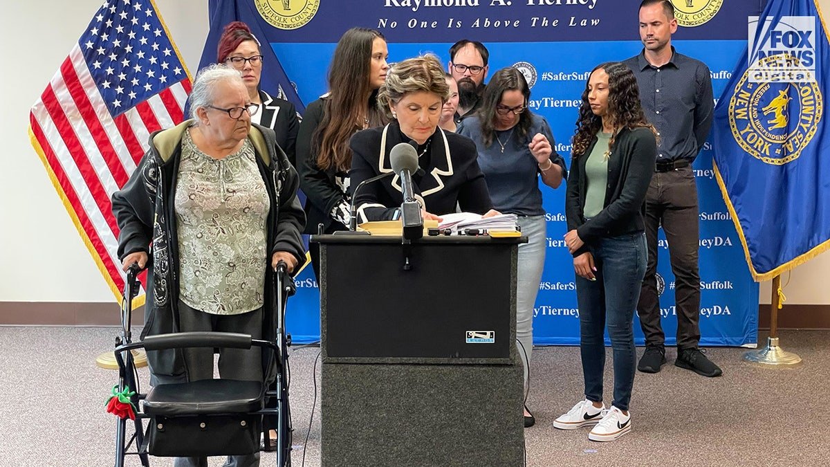 Gloria Allred speaks to the media