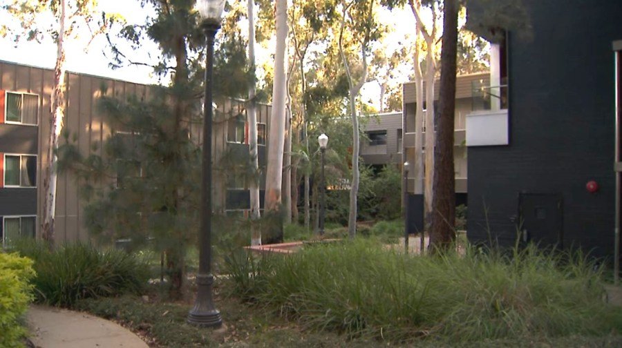 The Saxon Residential Suite dorm rooms on the campus of the University of California, Los Angeles. (KTLA)