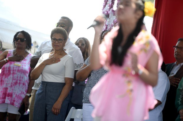 Mayor Karen Bass attends opening ceremonies for the 43rd Los...