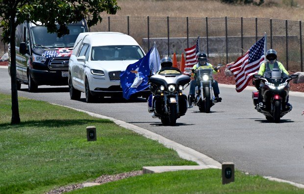 The hearse carrying the remains of U.S. Army Air Forces...