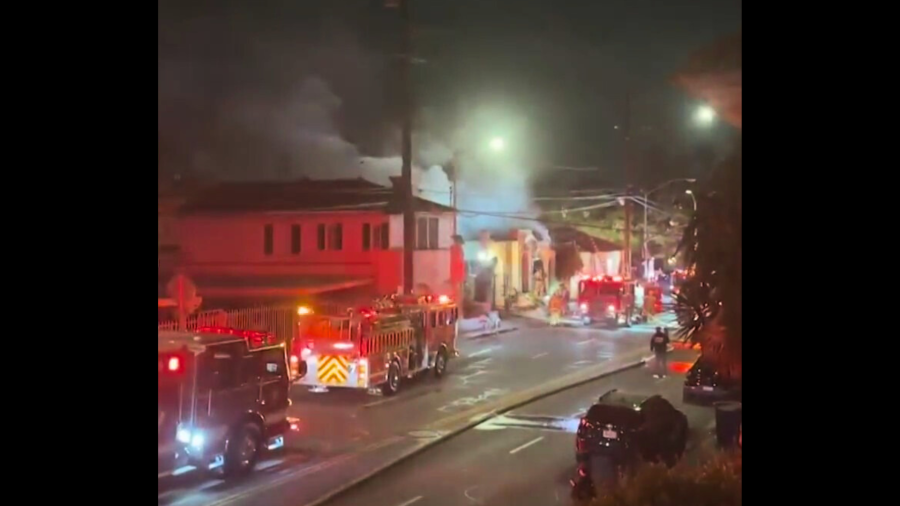 Residents are dismayed after a large fire ignited at a West Hollywood home they said has been taken over by squatters on June 28, 2024. 