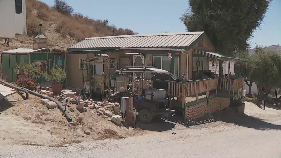 The home of Daniel Menard and Stephanie Menard in Colton. (KTLA)