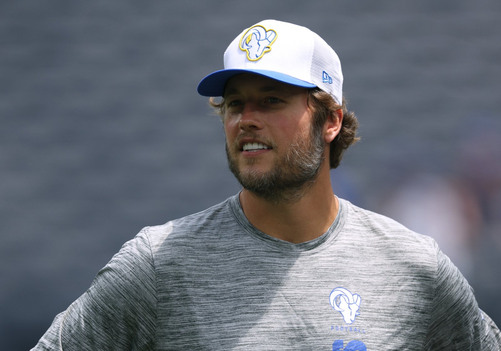 Rams quarterback Matthew Stafford watches before a preseason game against...