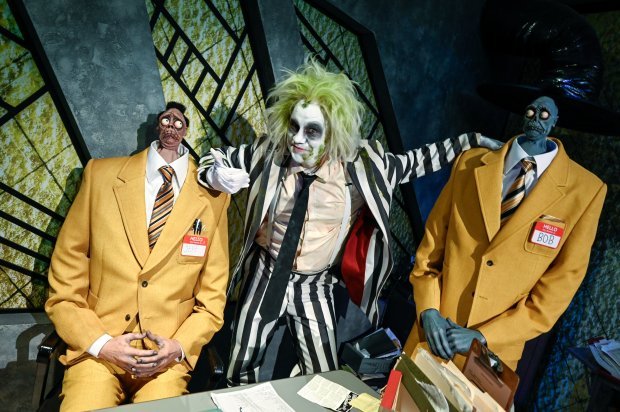 Beetlejuice poses with Jeff and Bob at the new Afterlife...