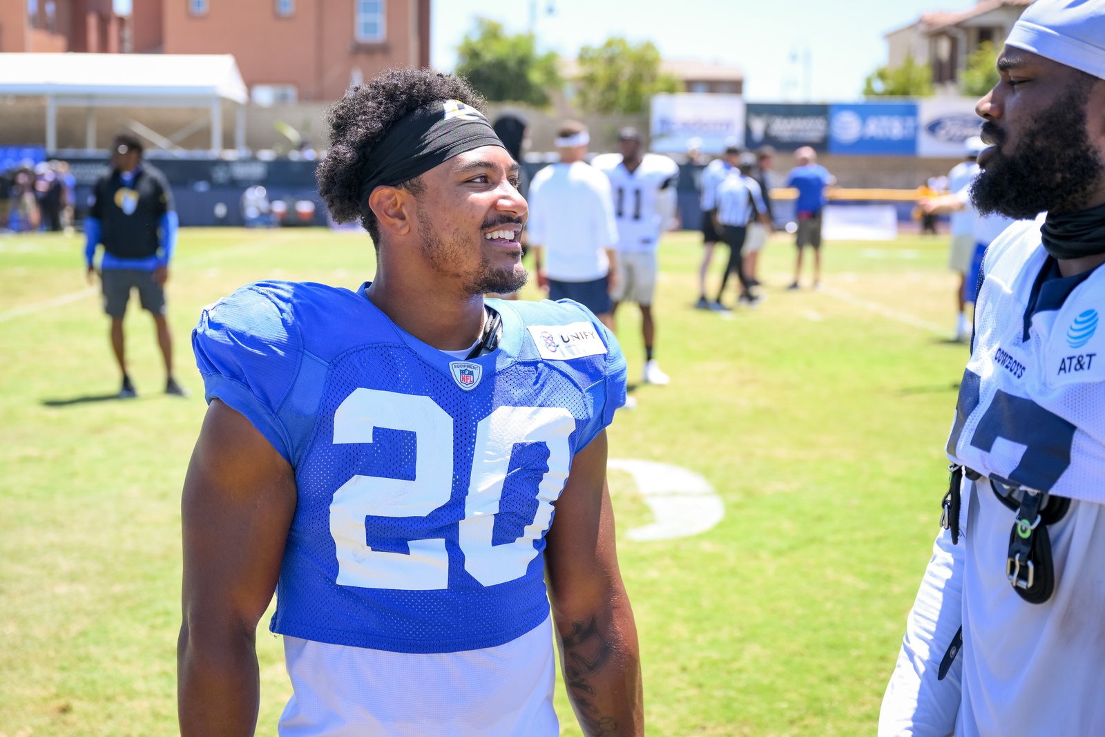 Rams running back Ronnie Rivers (20) after a joint practice...