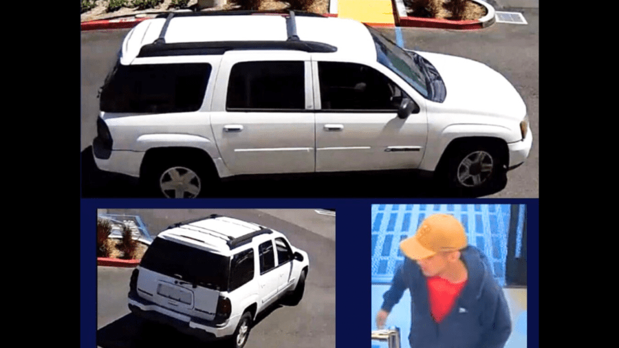 The suspect's white Chevy Trailblazer SUV. (Irvine Police Department)