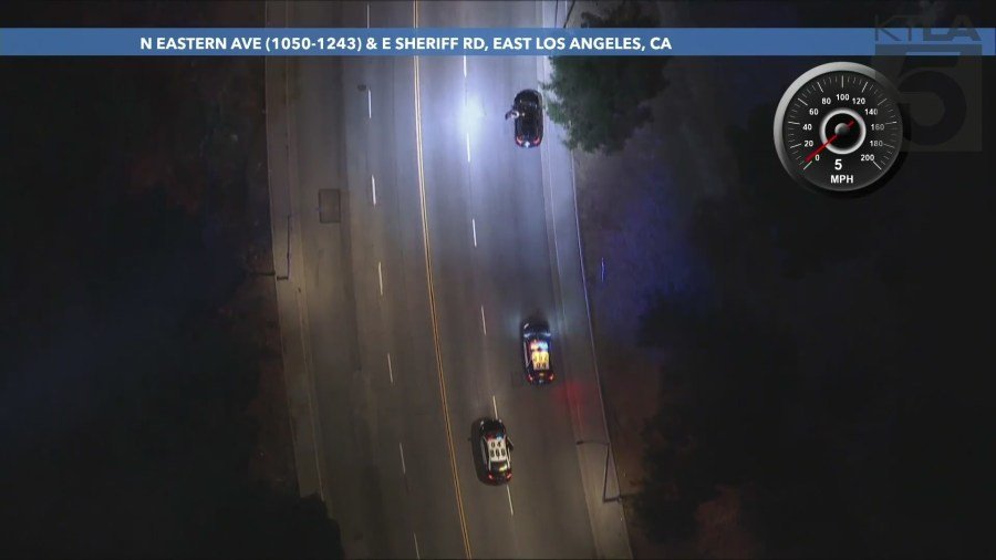 L.A. police pursued stolen car suspects in East Los Angeles on August 22, 2024. (KTLA)