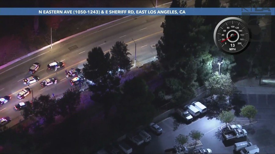 Two suspected car thieves were arrested after leading officers on a pursuit in East Los Angeles on August 22, 2024. (KTLA)