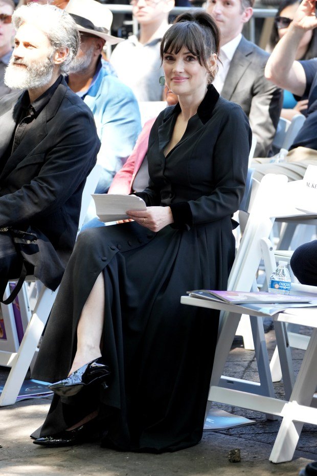 Winona Ryder arrives at a ceremony honoring Tim Burton with...