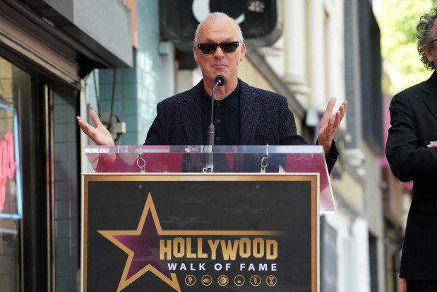 Michael Keaton arrives at a ceremony honoring Tim Burton with...