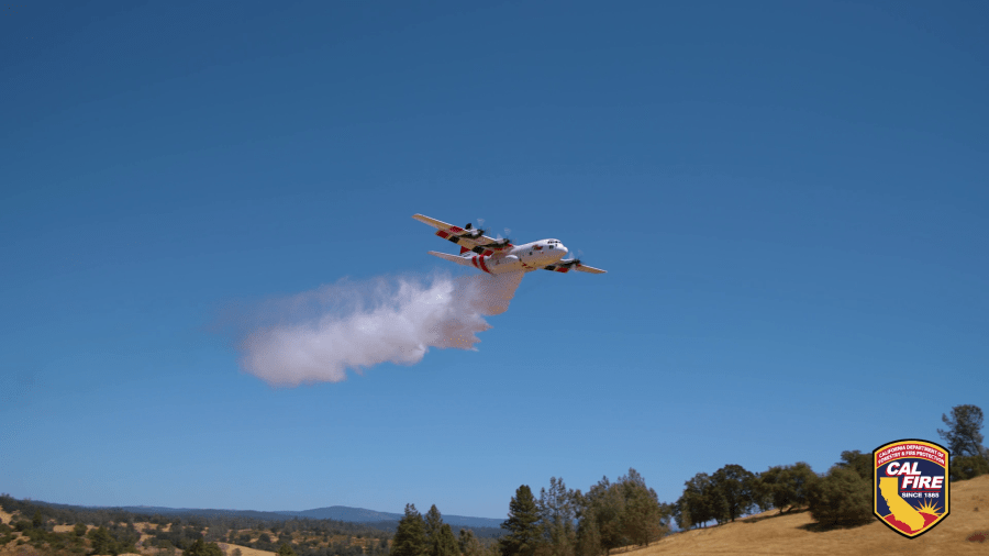 The first of seven C-130 Hercules airtankers to be retrofitted to fight California wildfires is officially in service, state officials announced on Aug. 26, 2024. (CAL FIRE)