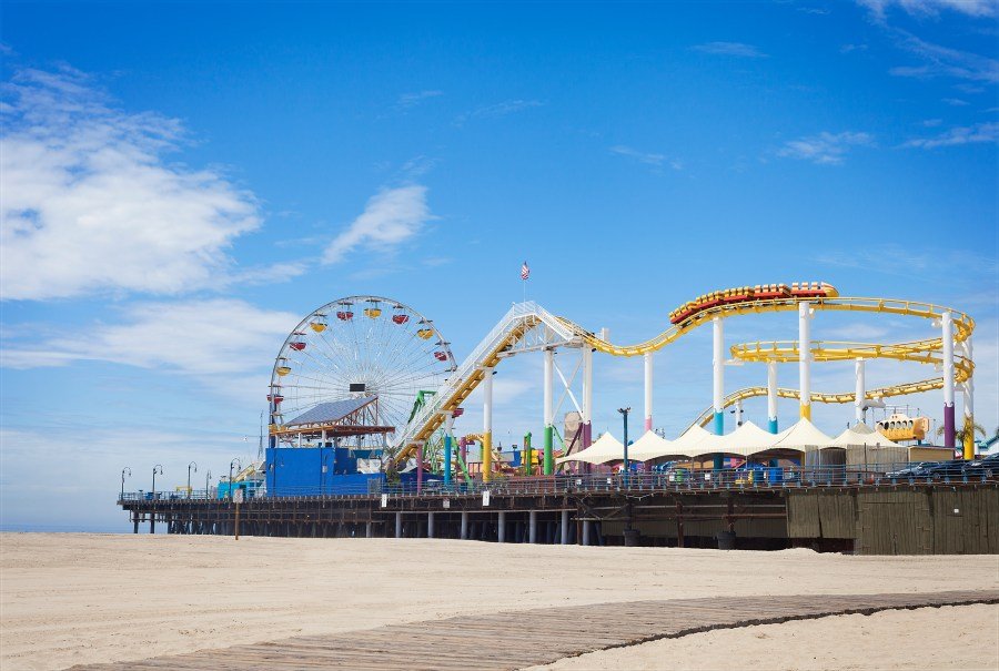 Santa Monica Beach and Pacific Park are seen in this undated photo. (Getty Images)