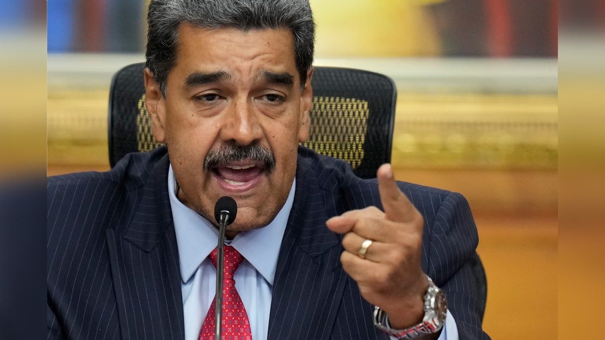 Venezuelan President Nicolas Maduro pointing his finger