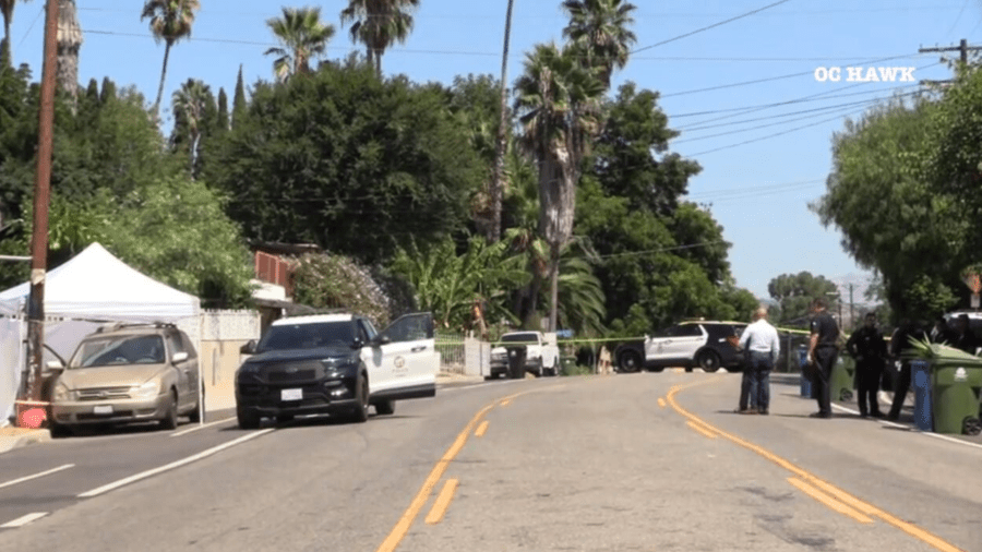 Detectives investigated after a man's body was discovered inside a minivan in Highland Park on September 4, 2024. (OC Hawk) 