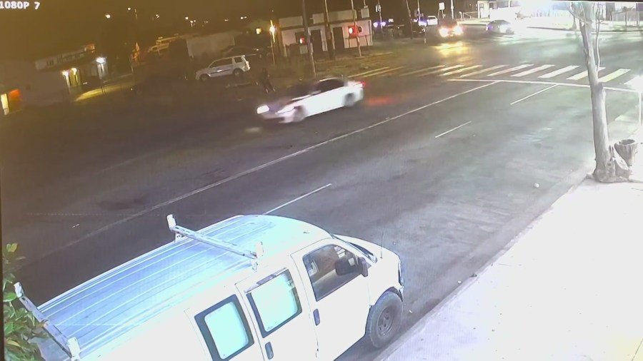 Security footage shows a vehicle suspected of hitting and killing a woman in South L.A. on Aug. 16, 2024. (LAPD)