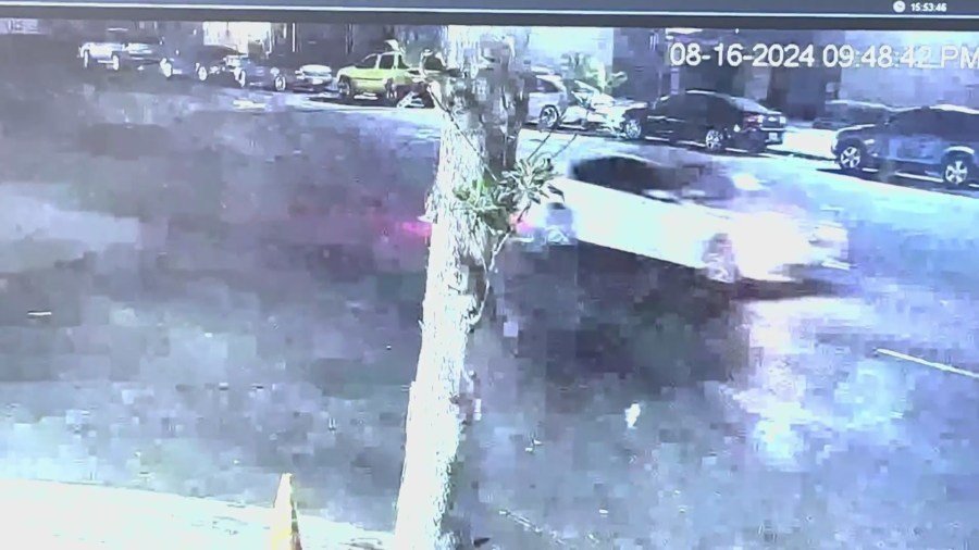 Security footage shows a vehicle suspected of hitting and killing a woman in South L.A. on Aug. 16, 2024. (LAPD)